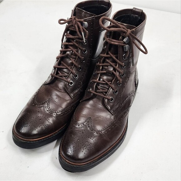 Coach Bryant Wingtip Boots Wingboots Brown 9 - Picture 2 of 8